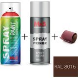 MxS Sprey+Astar Özel Yapım Akrilik Sprey Boya Seti 400 ml (Araba-Metal-Plastik-Ahşap) + Zımpara - RAL-8016 KAHVERENGİ MAUN
