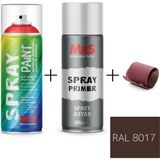 MxS Sprey+Astar Özel Yapım Akrilik Sprey Boya Seti 400 ml (Araba-Metal-Plastik-Ahşap) + Zımpara - RAL-8017 ÇİKOLATA KAHVERENGİ