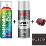 MxS Sprey+Astar Özel Yapım Akrilik Sprey Boya Seti 400 ml (Araba-Metal-Plastik-Ahşap) + Zımpara - RAL-8019 GRİ KAHVERENGİ