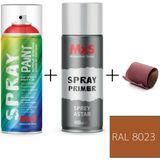 MxS Sprey+Astar Özel Yapım Akrilik Sprey Boya Seti 400 ml (Araba-Metal-Plastik-Ahşap) + Zımpara - RAL-8023 TURUNCU KAHVERENGİ