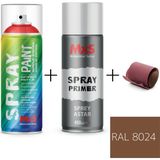 MxS Sprey+Astar Özel Yapım Akrilik Sprey Boya Seti 400 ml (Araba-Metal-Plastik-Ahşap) + Zımpara - RAL-8024 BEJ KAHVERENGİ