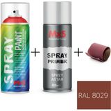 MxS Sprey+Astar Özel Yapım Akrilik Sprey Boya Seti 400 ml (Araba-Metal-Plastik-Ahşap) + Zımpara - RAL-8029 SEDEF BAKIR