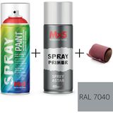 MxS Sprey+Astar Premium Özel Yapım Akrilik Sprey Boya Seti 400 ml (Araba-Metal-Plastik-Ahşap) + Zımpara - RAL-7040 GRİ PENCERE