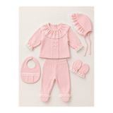 My Babies Label Kız Bebek Yeni Doğan 5'li Hastane çıkışı Kenarları Dantel İşlemeli Lüx 0-3 Ay %100 Pamuklu