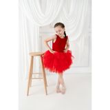 My Baby By Merry Kırmızı Çiçekli Bale- Tütü-Doğum günü, gösteri elbisesi