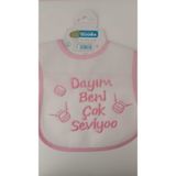 My Baby Kumsal Su Geçirmez Dayım Beni Çok Seviyor Baskılı Bebek Mama Önlüğü SLCKMY