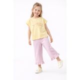 My Baby's World pembe gabardin pantolon & açık sarı %100 pamuk tişört kız çocuk takım (2-9 yaş)