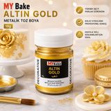 My Bake Altın Gold Metalik Toz Boya – Parlak Altın Efektli Dekoratif Gıda Boyası