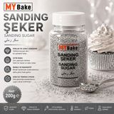 My Bake Mybake Gümüş Sanding Şeker | Pasta, Kurabiye, Cupcake, Donut ve Tatlı Dekor Şekeri | Parlak Kristal Süsleme Şekeri