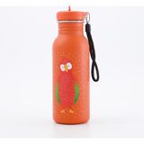 My Balli Store Trixie Çocuk Paslanmaz Çelik Matara - Turuncu Papağan Desenli Pipetli ve Askılı Su Şişesi 500ML