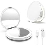 My Beauty Light Işıklı Parlak Kompakt Ayna, Dayanıklı Edilebilir 1X/3X Işıklı Büyüteçli Ayna, El Çantası Cebi Için Işıklı 3 Renk Sıcaklığı Seyahat Makyaj Aynası (Beyaz)