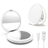 MY BEAUTY LIGHT Işıklı Parlak Kompakt Ayna, Dayanıklı Şarj Edilebilir 1X/3X Işıklı Büyüteçli Ayna, El Çantası Cebi için Işıklı 3 Renk Sıcaklığı Seyahat Makyaj Aynası (Beyaz)