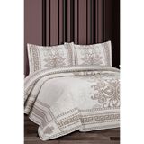 My Bed Home Collection DELÜX ELİF YASTIKLI YATAK ÖRTÜSÜ PİKE TAKIMI (KAHVE)