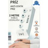 My Best Store Akım Korumalı Kablosuz Şarjlı Masaüstü Priz | 4 Priz, 4 Usb, 2 Type-C