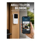 My Best Store Beyaz Wi-fi Akıllı Görüntülü Kapı Zili Hd Kamera, Gece Görüşü Ve Telefon Bildirimli Kablosuz Kapı Zi