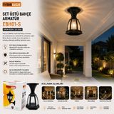 My Best Store E27 - IP44 Siyah 60W Set Üstü Bahçe-Balkon Sokak Lambası - Armatür EBH01-S (4887) - Renkli - standart