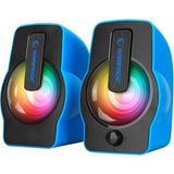 My Best Store Mavi - Rgb Işıklı 1+1 Hoparlör Speakaer Set USB Kablo 2.0 Multimedya - 6W (4887) MYBESTSTORE-482