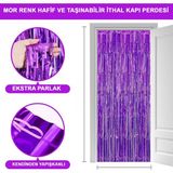 My Best Store Mor Renk Ekstra Metalize Parlak Saçaklı Arka Fon Perde Ithal A Kalite 1x2 Metre