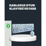 My Best Store Retro Daktilo Stilli Kablosuz Klavye Mouse Seti – Sessiz ve Şık - Renkli