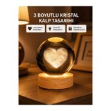 My Best Store Romantik Kalpli Kristal Cam Küre Usb’li Işıklı Dekoratif Obje çok renkli 10 mm