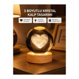 My Best Store Romantik Kalpli Kristal Cam Küre USB’li Işıklı Dekoratif Obje ÇOK RENKLİ