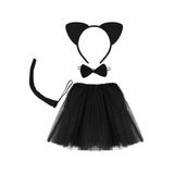 My Best Store(3403) Kedi Eteği Tacı Kuyruğu ve Papyon Seti Siyah Renk Çocuk Boy Renkli 0