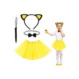 My Best Store(3441) Sarı Renk Etekli Kedi Kostüm Seti (Tütü, Taç, Papyon, Kuyruk) Renkli 0