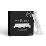My-Blades® 100 adet sürdürülebilir birinci sınıf tıraş bıçağı, tek tarafı buzla sertleştirilmiş paslanmaz çelik, profesyoneller tarafından geliştirilmiştir – hassas ciltler için uygundur