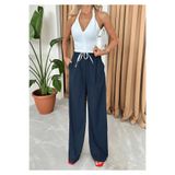 My Blog Lacivert Yandan Fermuarlı Pantolon - P3340