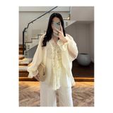 My Blog Tereyağ Sarısı Transparan Dantelli Gömlek - 5108