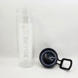 My Bottle Siyah Detoks Cam Şişe 550 ml Sağlıklı Malzeme ile Taze Su İçme Deneyimi