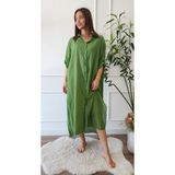 My Boutique Ithal Gömlek Elbise - Yeşil - Standart