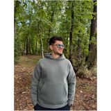 My Butik Erkek 3 Iplik Basic Oversize Kanguru Cepli Kapüşonlu Sweatshirt - Haki Yeşil - 3XL
