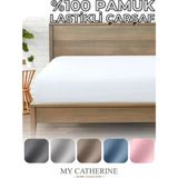 My Catherine Lastikli Çarşaf %100 Pamuk Tek ve Çift Kişilik - Penye Kumaş Lüks Konfor Yumuşaklık ve Dayanıklılık - 160 x 200 - Beyaz