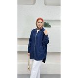 My City 5647 - Şık Rahat Fermuarlı uzun Tunik Kot Ceket