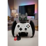 My Craft 3D Ejderha Biblo – Fantastik Dekoratif Ejderha Figür Telefon ve Gamepad Tutucu Mat Dokulu Oyuncu Masa Standı Hediyelik Obje 20X20 cm - Siyah