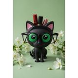 My Craft 3D Kedi Figürlü Gözlük Standı Gözlüklük Kalemlik Makyaj Fırçası Ruj Organizer Masaüstü Dekoratif Ofis Düzenleyici - Yeşil