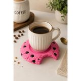 My Craft 3D Kurabiye Tasarımlı Kupa Bardak Altlığı Dekoratif Kahve Sunum Altlığı Pla Özel Üretim - Pembe