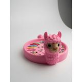 My Craft 3D Lama Figürlü Yuvarlak Takı ve Toka Organizer – Alpaka Koyun Kuzu Tasarımlı Masaüstü Aksesuar Tepsisi, Klips, Küpe, Yüzük ve Boncuk Düzenleyici - Pembe