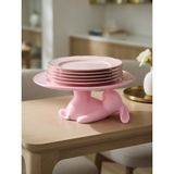 My Craft 3D MYCRAFT3D Dekoratif Tavşan Figürlü Tatlı Tabağı Standı Pasta Standı Mutfak Servis Standı 15X15 Şık Hediye - Pembe