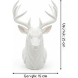 My Craft 3D MYCRAFT3D Geometrik Geyik Büst Heykel 3D Baskı Pla Modern Dekoratif Obje 25X15 cm Masaüstü Ev Ofis Dekoru - Beyaz
