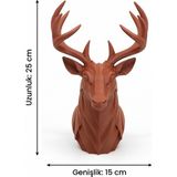 My Craft 3D MYCRAFT3D Geometrik Geyik Büst Heykel 3D Baskı Pla Modern Dekoratif Obje 25X15 cm Masaüstü Ev Ofis Dekoru - Kahverengi