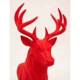 My Craft 3D MYCRAFT3D Geometrik Geyik Büst Heykel 3D Baskı Pla Modern Dekoratif Obje 25X15 cm Masaüstü Ev Ofis Dekoru - Kırmızı