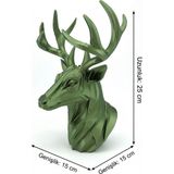 My Craft 3D MYCRAFT3D Geometrik Geyik Büst Heykel 3D Baskı Pla Modern Dekoratif Obje 25X15 cm Masaüstü Ev Ofis Dekoru - Koyu Yeşil
