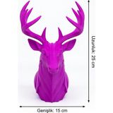 My Craft 3D MYCRAFT3D Geometrik Geyik Büst Heykel 3D Baskı Pla Modern Dekoratif Obje 25X15 cm Masaüstü Ev Ofis Dekoru - Mor