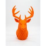 My Craft 3D MYCRAFT3D Geometrik Geyik Büst Heykel 3D Baskı Pla Modern Dekoratif Obje 25X15 cm Masaüstü Ev Ofis Dekoru - Turuncu