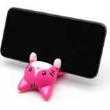 My Craft 3D MYCRAFT3D Mavi Kedi Figürlü Telefon Tutucu Stand - 3D Baskı Ofis Masaüstü Aksesuarı ve Biblo - Pembe