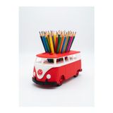 My Craft 3D MYCRAFT3D Minibüs Tasarım Kırmızı Kalemlik 3D Yazıcı Baskı Honeycomb Petek Kapaklı Masaüstü Aksesuarı