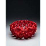 My Craft 3D MYCRAFT3D Organik Delikli Dekoratif Kase Modern Şık Hafif Dayanıklı Ev Dekoru 20X9 cm - Kırmızı