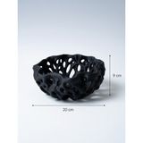 My Craft 3D MYCRAFT3D Organik Delikli Dekoratif Kase Modern Şık Hafif Dayanıklı Ev Dekoru 20X9 cm - Siyah